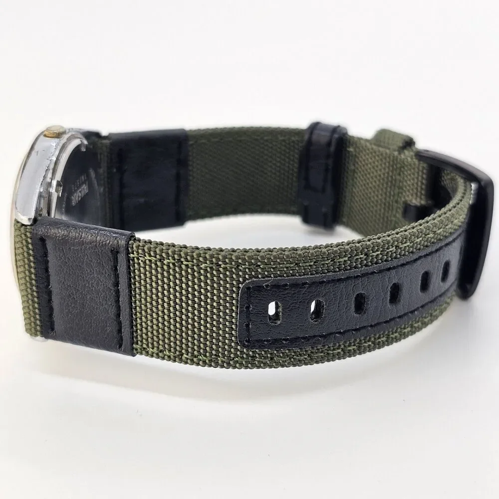 VTG Pulsar Men's Watch 35MM Gray Dial Day Date New Canvas‎ Bands New Battery